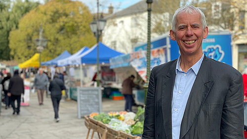 Cllr John Milne in Horsham Carfax Market