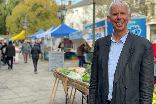 Cllr John Milne in Horsham Carfax Market